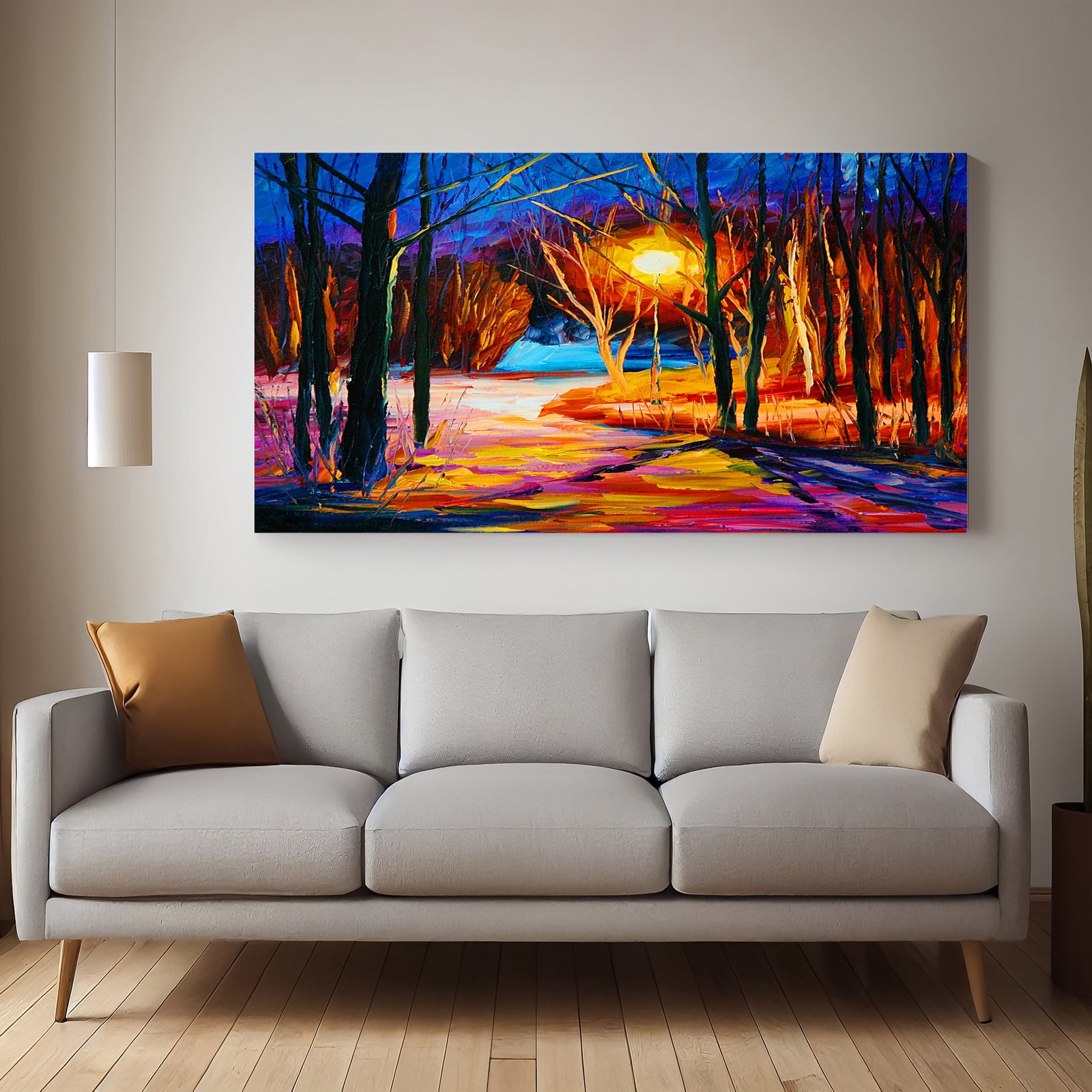 Night View In Forest Canvas Wall Painting  decorative masterpiece for home decor